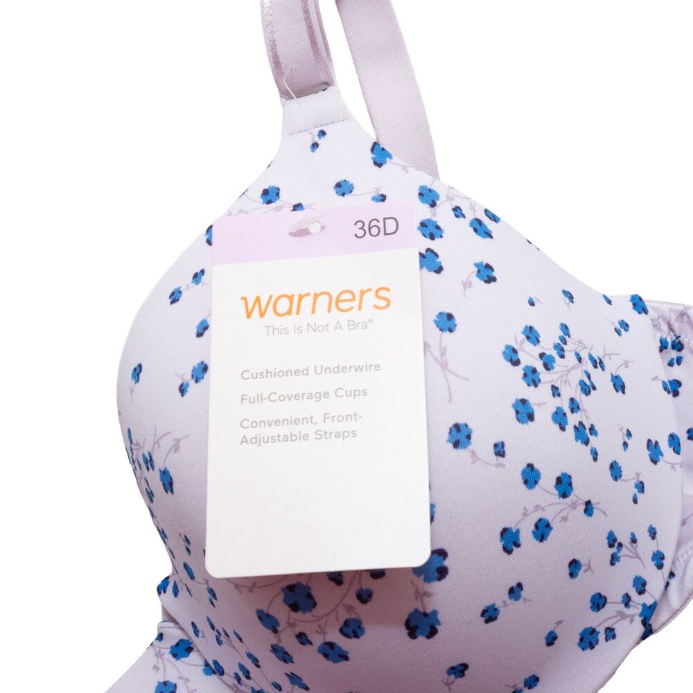 Warners 36D T-Shirt Bra Cushioned Lightly Lined Full Coverage Underwire Floral - Picture 7 of 7